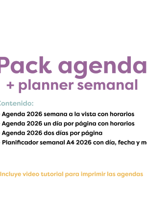 Pack de agendas 2026 + Planner semanal A4