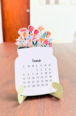 Calendario 2026 flores en jarrito