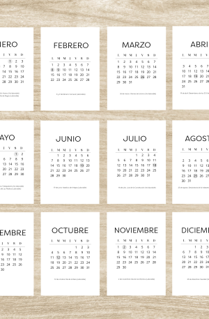 Calendario mensual neutro