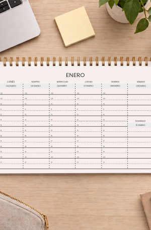 Planificador semanal A4 2027 con fechas y horarios  - Diseño neutro