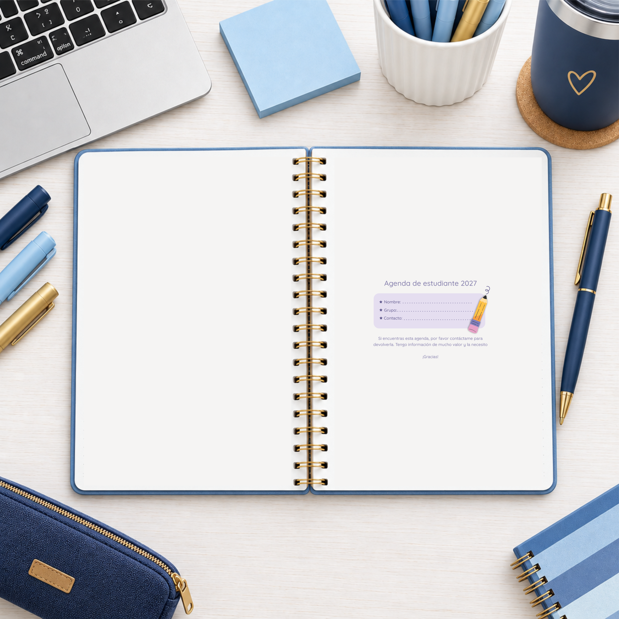 Agenda de estudiante de secundaria 2027 - Azul - Imagen 3